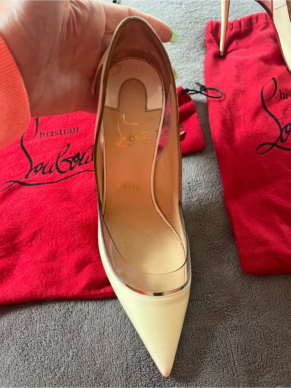 Christian Louboutin White Patent Leather Pointed Pumps